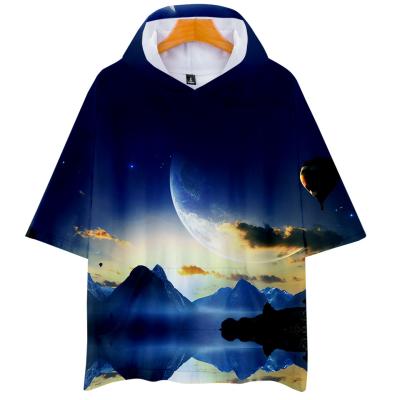 China Wholesale Cheap Anti Shrink Galaxy 3D Sleeve Print Custom Ultimate Hooded Short T-Shirt for sale