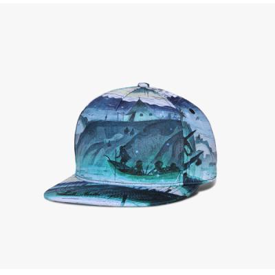 China breathable & Waterproof High Quality Sublimation Printing Pattern Cap In Woven Label 5 Panel Cap for sale