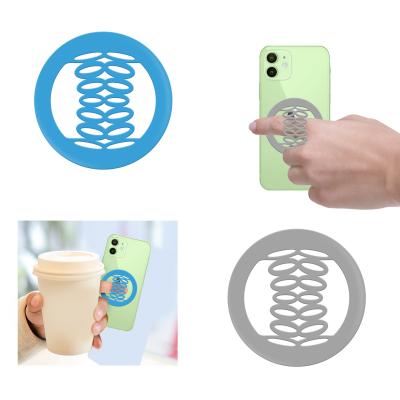 China Adjustable Customize Kawaii Increasing Clip Clear Flexible Silicone Rattan Anti Slip Strap Phone Grips Tok Holder for sale