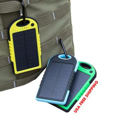 China Free Shipping Fashion Bulk Low Price USA Solar Panel Charging Water Proof Mobile Phone Solar Power Bank 5000Mah for sale