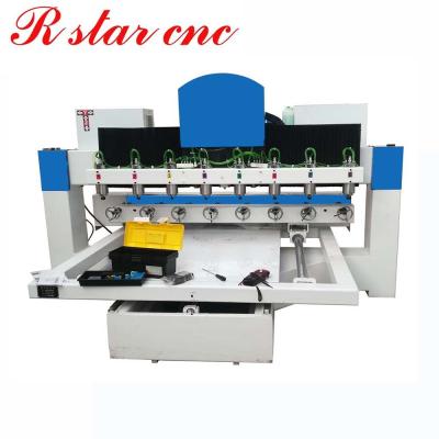 China 4 axis 3d wood cylinder router carving machine with 8 spindles for sale