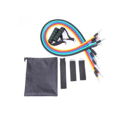 China High Quality 11pcs Resistance Band Set Fitness Yoga Home Gym Equipment Stackablehandles Workout for sale