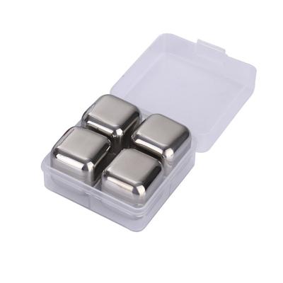 China Newest Viable 6pcs Whiskey Stones 304 Stainless Steel Ice Cube Set, Metal Frozen Grain Ice Cube Beer Wine Cooler for sale