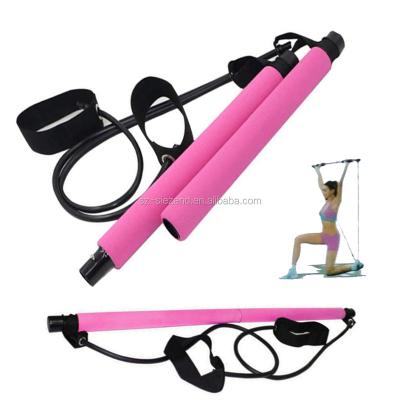 China New Adjustable Resistance Easy To Use Band Pull Up Yoga Exercise Pilates Bar, Workout Rope Foot Straps Pilates Fitness Kit Stick for sale