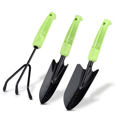 China 3 Yard Mini Portable Gardening Tool Metal Head Shovel Rake Lifting Flower Handle Plastic Tool Kit for sale