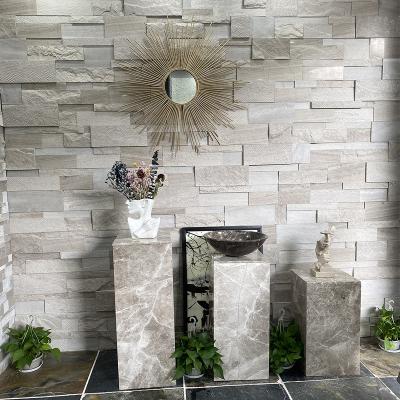 China Natural Texture Competitive Price Indoor and Outdoor Decorative Gray Marble Panel Stone Wall Stone Wall Cladding for sale