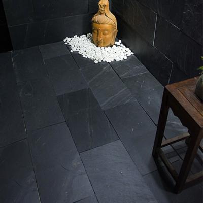 China Modern Custom Black Slate Wall Flat Nature Culture Stone , Black Slate Stacked Natural Culture Wall Stone for sale