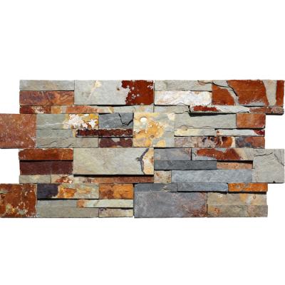 China Easy To Install And Maintain 180x350mm S Shape Panels Natural Rusty Color Exterior Home Culture Stone Wall Design for sale