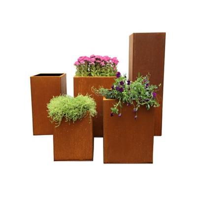 China Factory Price Large Rectangular Modern Cheap Corten Steel Planter Box Flower Pot for sale