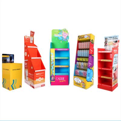 China Retail Store Cardboard Product Shipper Show Custom Cardboard Display Rack Cardboard Paper Floor Display Stand for sale