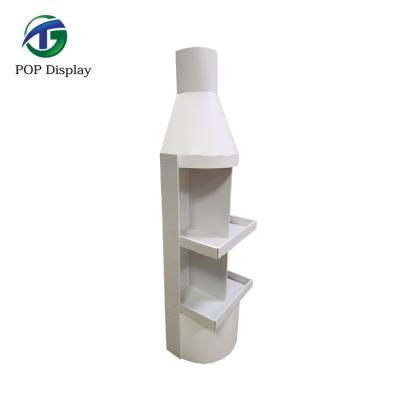 China Advertising Premium White Promotion Furniture Cosmetics Display Stand Rackbottle Form Cardboard Stand Display Mobile for sale