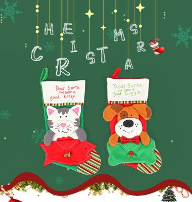 China Burlap 2021 Dog Burlap Christmas Gift Stocking Pet Christmas Socks Stocking Christmas Ornaments For Gift Wrapping for sale