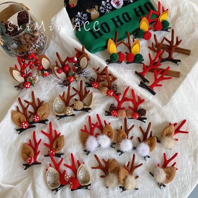 China Fashion Antlers Christmas Hairpin Headwear Elk Ears Fawn Clip Hairpin Children Girl Cute Pairs Clip for sale