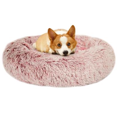 China Breathable Hot Selling Soft Luxury Round Pet Beds Accesori Plush Pet Sofa Sleeping Fluffy Soft Plush Dog Pillow for sale