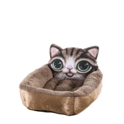 China Cute Comfortable Fluffy Material Fiber Material Bed Heating Luxury Pet Beds For Cat for sale