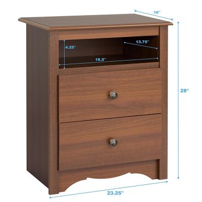 China Modern Transitional Living Room Finished Nightstand Vintage 2-Drawer Large Convertible Wood 2-Drawer Nightstand for sale