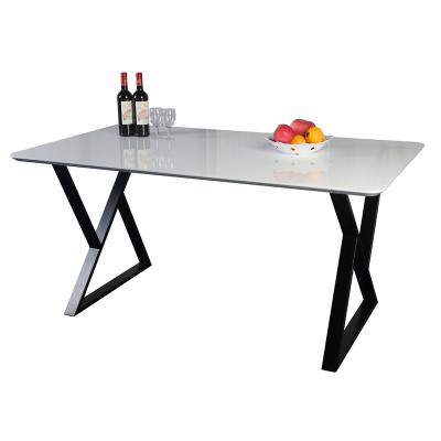 China Modern Easy Assembly High Glossy Dining Table With Metal Leg, 160cm Length Indoor Table for sale