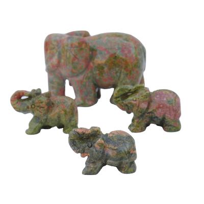 China China flower green elephant pieces feng shui home furnishings semi-precious crystal carving foreign trade crafts clearance promotion for sale