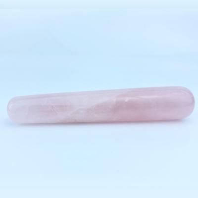 China Crystal Gem Stone Pink Rose Quartz Stick Massage Mini Crystal Massage Stick Back Body Wholesale Massage for sale