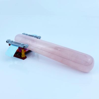 China Customized Roller High Quality Rose Quartz Jade Handheld Massage Stick Mini Muscle Body Massage Stick for sale