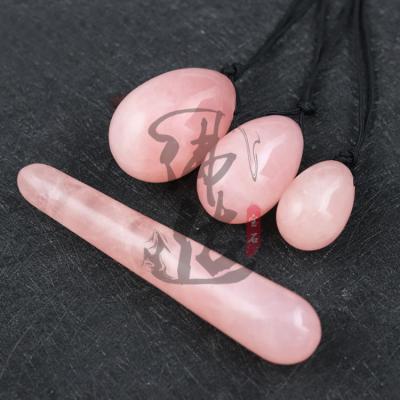 China China Natural Crystal Stone Jade Rose Quartz Egg for Women Pelvic Muscle Training in One Set Yoni Eggs for sale