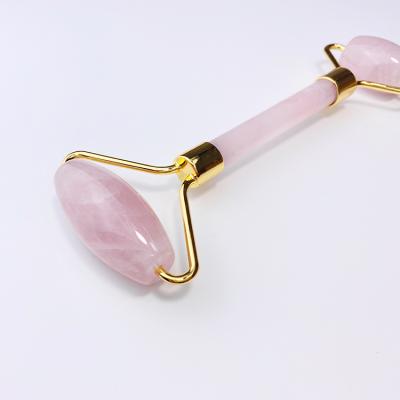 China Original factory direct sales face lift rose vibrating massage Rose Quartz Roller Facial Roller Rose Quartz for sale