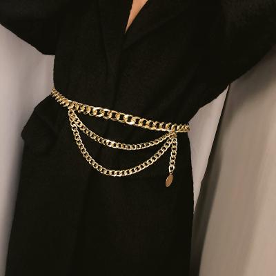 China New Fashion Body Waist Cinching Belt Multilayer Zinc Alloy Waist Chain Gold Waist Chain for sale