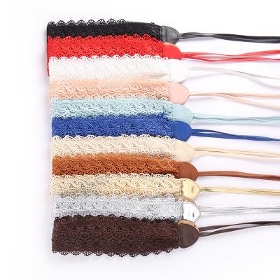 China Fashion.Casual Customized Color PU Lace Bowknot Belt Ladies Fashion Leather Belt Ladies Fabric Lace PU for sale