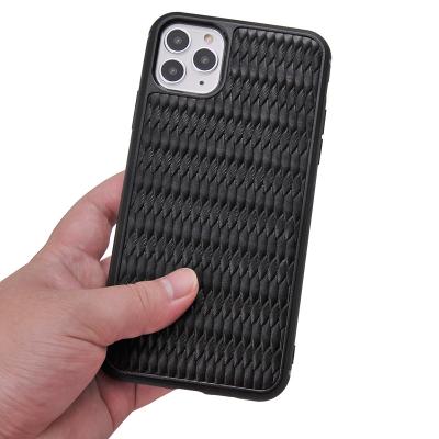 China 2020 New Anti-knock Fashion Woven Leather Case For iPhone 11 Pro Max Cowhide Grain Genuine Leather Case For iPhone 11 for sale