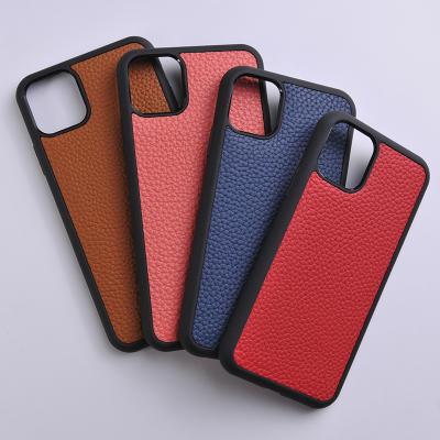 China High Grain Lychee Protector Shockproof Genuine Leather Phone Case For iPhone 11 Pro Max for sale