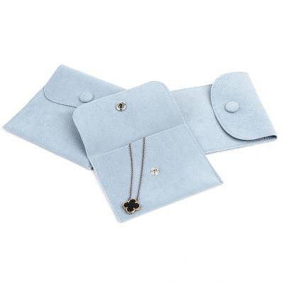 China Elegant Sky Blue Velvet Packaging Bag Necklace Rings Pouch Envelope Velvet Jewelry Bag for sale