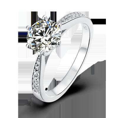 China FASHIONABLE designer Duds Engagement 925 Ring For Women Wedding Ring silver six prongs Crystal With Both Sides Diamonds for anniversary for sale