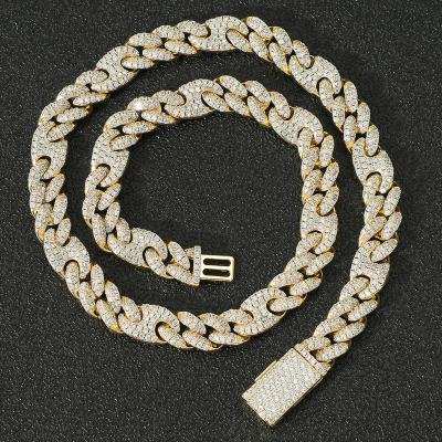 China Hiphop Cuban Link Stainless Steel Chain Necklace 5A CZ Crystal Gloden Zircon Micro Pave For Men And Women for sale