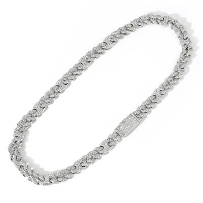 China Popular Hiphop tiktok cuban chain necklace diamond studded zircon chain hip hop style cuban bracelet friendship spiky necklace for sale