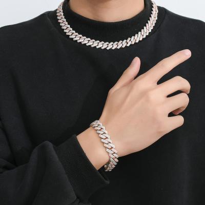 China New Hiphop Fashion Two Tone Multi-Plating Stainless Steel Cuban White Rose Gold Chain for sale