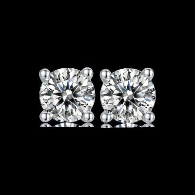 China Luxury Custom Korean Designer Cute Handmade Moissanite Diamond Statement 18K DEF Trendy Gold Round Stud Earrings for sale