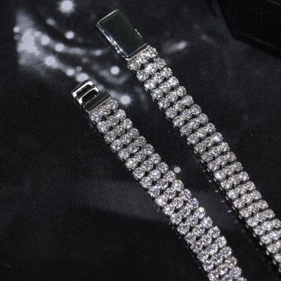 China Simplicity. sports. noble. Luxury. Fashion Wholesale Hip Hop Women Fashion 3 Row Round Cut Tennis Bracelet 18K Diamond Solid Gold Silver Color for sale