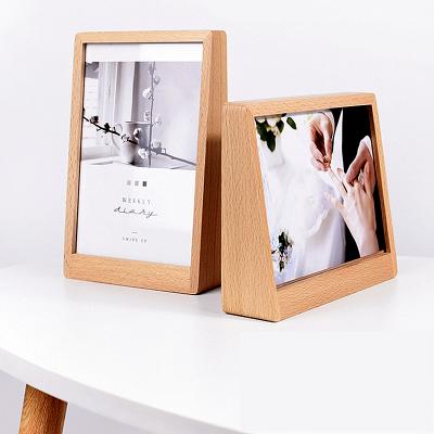 China Modern trapezoidal solid wood photo frame set picture frame creative wood LOGO 78 inch wooden photo frame decoration for sale