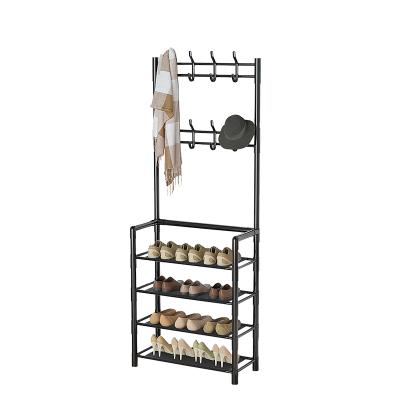 China Amazon Hot-selling Convertible Multifunctional Coat Rack Shoe Storage Rack Floor-standing Rack for sale