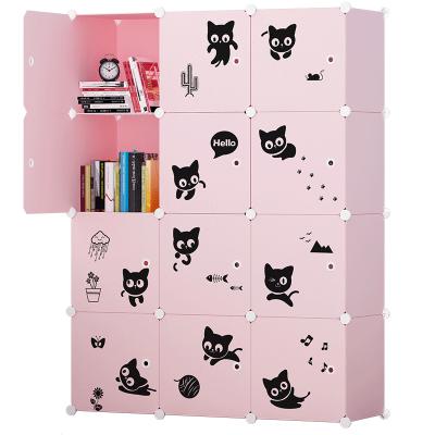 China Multi-functional Expandable Simple Children's Bookcase Combination Cabinet Small With Door Locker Kids Storage Cabinet for sale