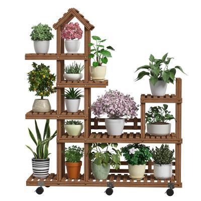 China Latest fashionable easily assembled solid wood plant flower stand style flower pot stand for sale