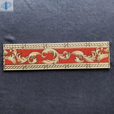 China Rustic Tiles Lobby Ceramic Border Tile Red Color Size 15x60 Cm Foshan China for sale