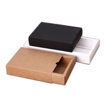 China Recyclable Logo Print Foldable Drawer Packaging Slip Boxes Kraft Paper Box for sale