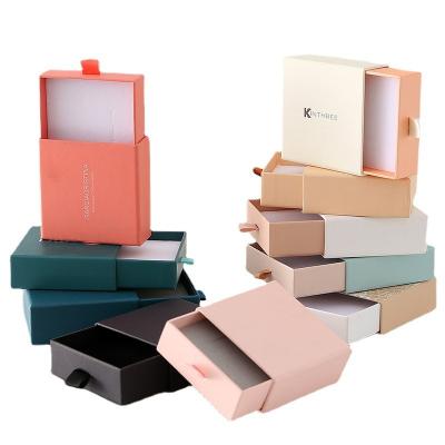 China Recycled Materials Wholesale Custom Fancy Rigid Sliding Out Drawer Logo Box Gift Box For Jewelry Accessory Storage Retail Box With Ribbon for sale