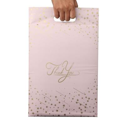 China 10x nice printing 13 inch poly hot sale stock printed mailer bags with poly handle mailers for goods shipping tote bags for sale