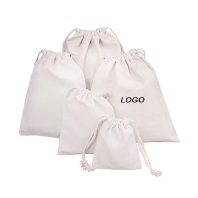 China Small Recyclable Printed 100% Printed Jewelry Gift Dust Pouch Custom Cotton Canvas Drawstring Tote Bag for sale