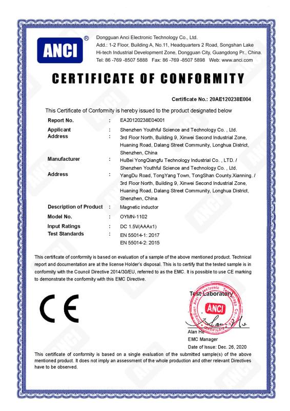 CE - Shenzhen Youthful Science And Technology Co., Ltd.