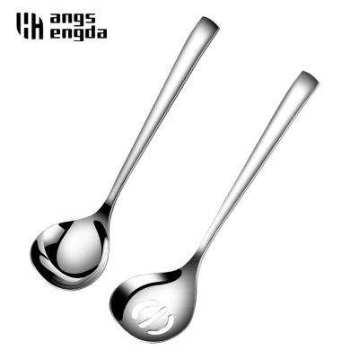 China Viable Cutlery Set To Strain Single Spoons Long Handle Spoon Buffet Salad 304 Stainless Steel Large 25ml Serving Spoon for sale