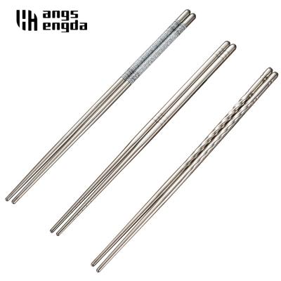 China New Viable 1 Pair Stainless Steel Non-Slip White Flower Crackles Food Sticks Logo Portable Custom Chopsticks Reusable Chopsticks Set for sale