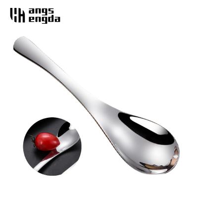 China 304 Viable Stainless Steel Earl Silver Round Bottom Count Serving Spoon Thick Dinner Teaspoons Food Grade Tableware Spoon Chinese Soup Spoon for sale